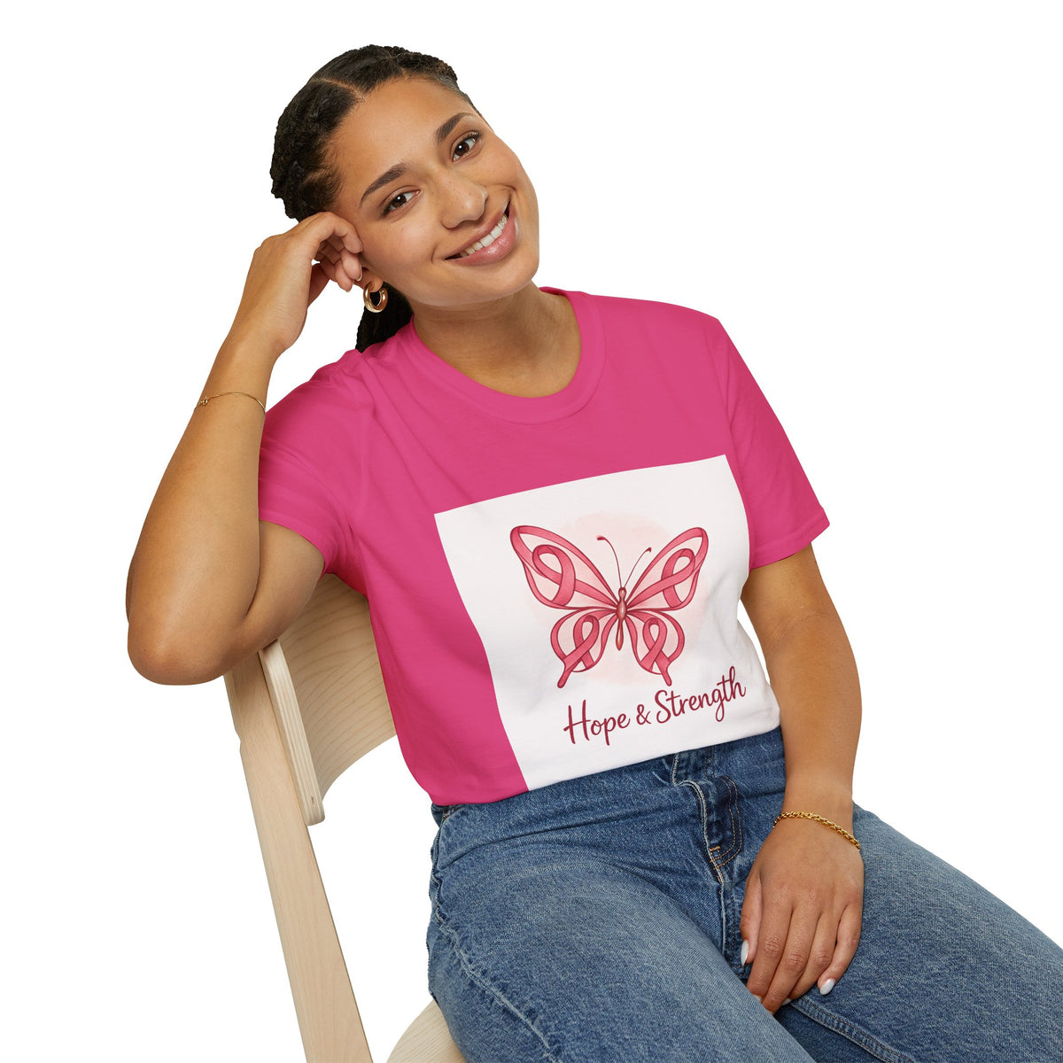 Butterfly Hope & Strength Unisex T-Shirt, Inspirational Gift, Motivational Tee, Cancer Awareness Shirt, Softstyle Clothing