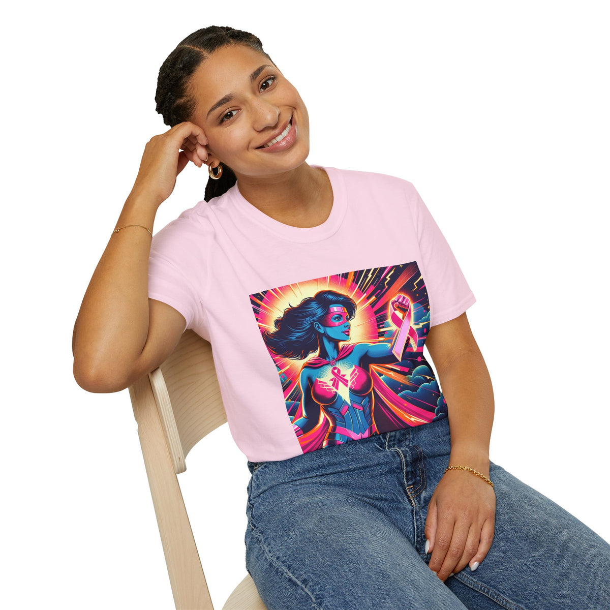 Empowerment Graphic Tee for All, Unisex Softstyle T-Shirt, Breast Cancer Awareness, Heroic Spirit, Gift for Supporters, Casual Comfort