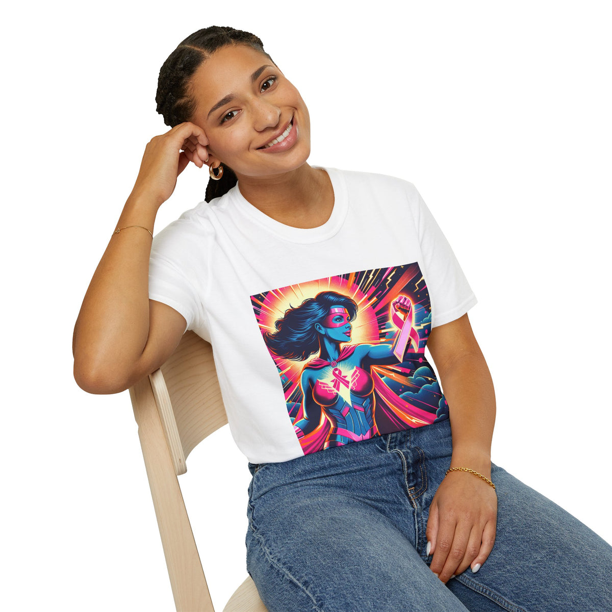 Empowerment Graphic Tee for All, Unisex Softstyle T-Shirt, Breast Cancer Awareness, Heroic Spirit, Gift for Supporters, Casual Comfort