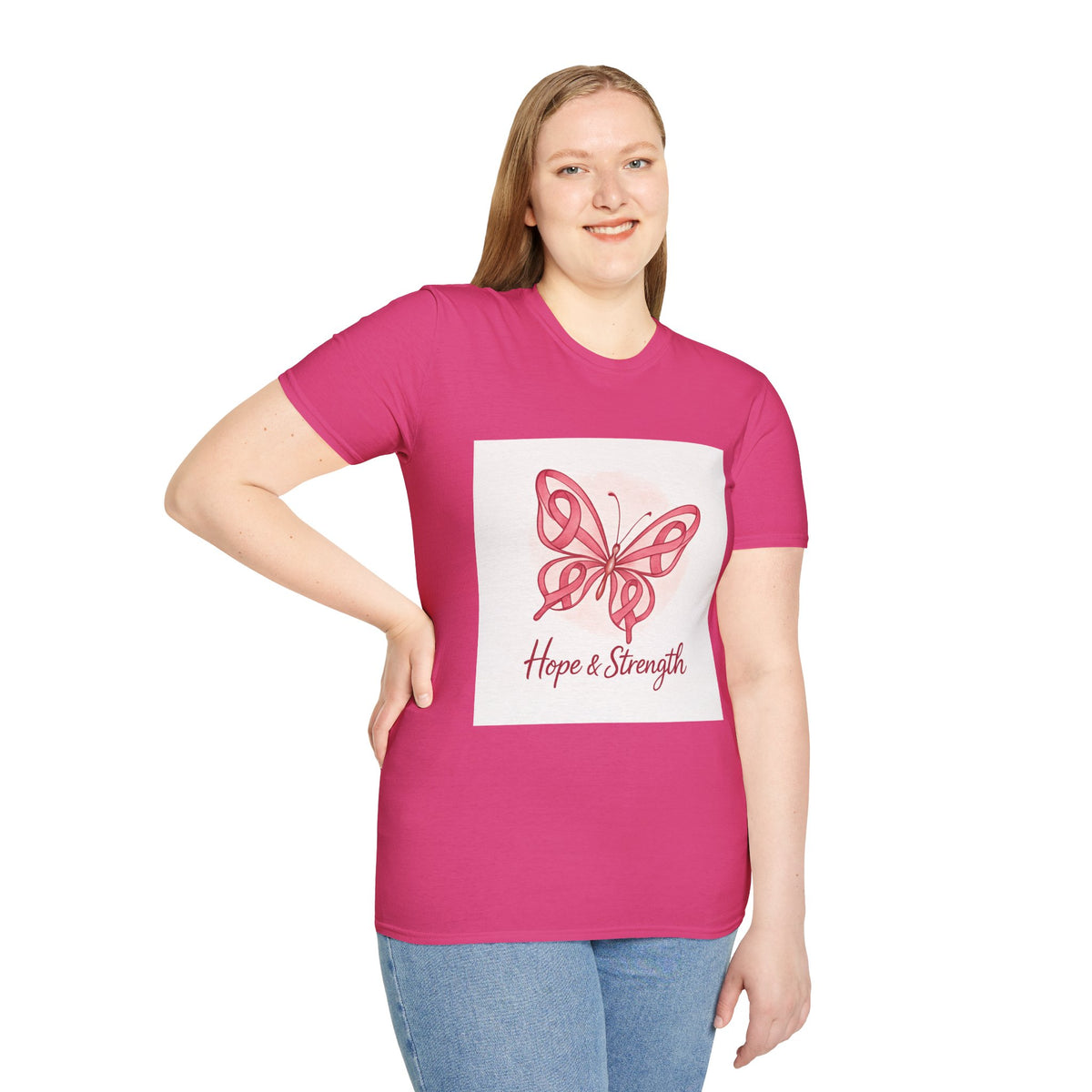 Butterfly Hope & Strength Unisex T-Shirt, Inspirational Gift, Motivational Tee, Cancer Awareness Shirt, Softstyle Clothing