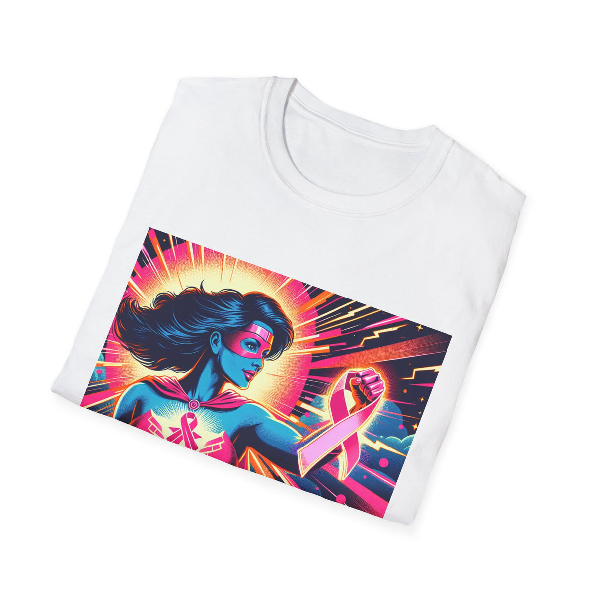 Empowerment Graphic Tee for All, Unisex Softstyle T-Shirt, Breast Cancer Awareness, Heroic Spirit, Gift for Supporters, Casual Comfort