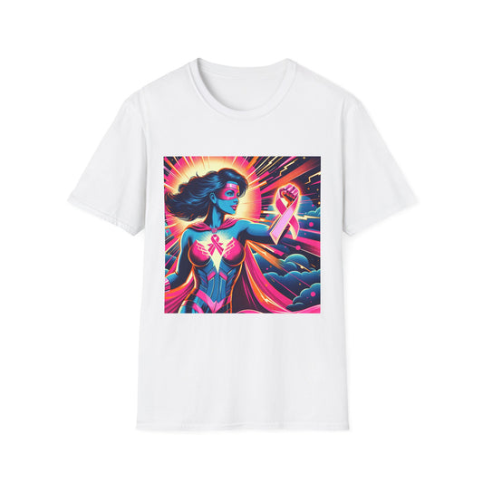 Empowerment Graphic Tee for All, Unisex Softstyle T-Shirt, Breast Cancer Awareness, Heroic Spirit, Gift for Supporters, Casual Comfort