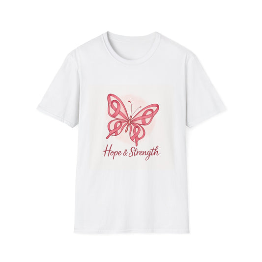 Butterfly Hope & Strength Unisex T-Shirt, Inspirational Gift, Motivational Tee, Cancer Awareness Shirt, Softstyle Clothing