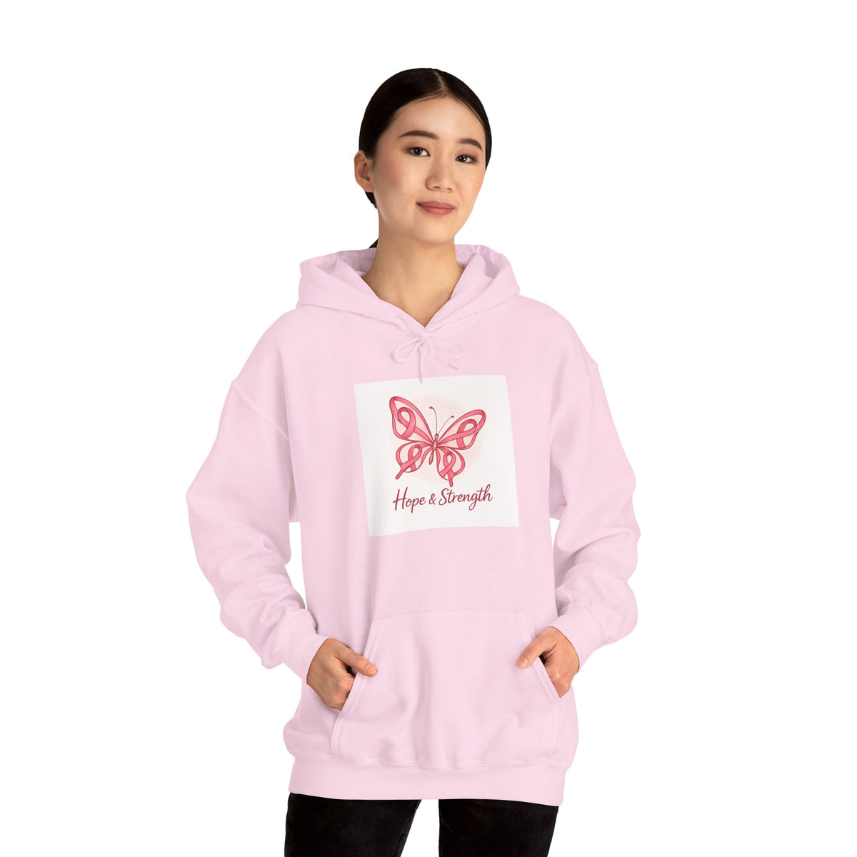 Hope & Strength Butterfly Hoodie | Unisex Heavy Blend Sweatshirt | Gift for Her, Inspirational Apparel, Comfort Wear, Spring Fashion