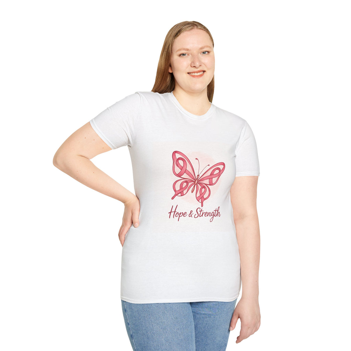 Butterfly Hope & Strength Unisex T-Shirt, Inspirational Gift, Motivational Tee, Cancer Awareness Shirt, Softstyle Clothing
