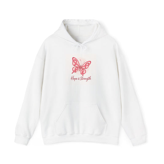 Hope & Strength Butterfly Hoodie | Unisex Heavy Blend Sweatshirt | Gift for Her, Inspirational Apparel, Comfort Wear, Spring Fashion