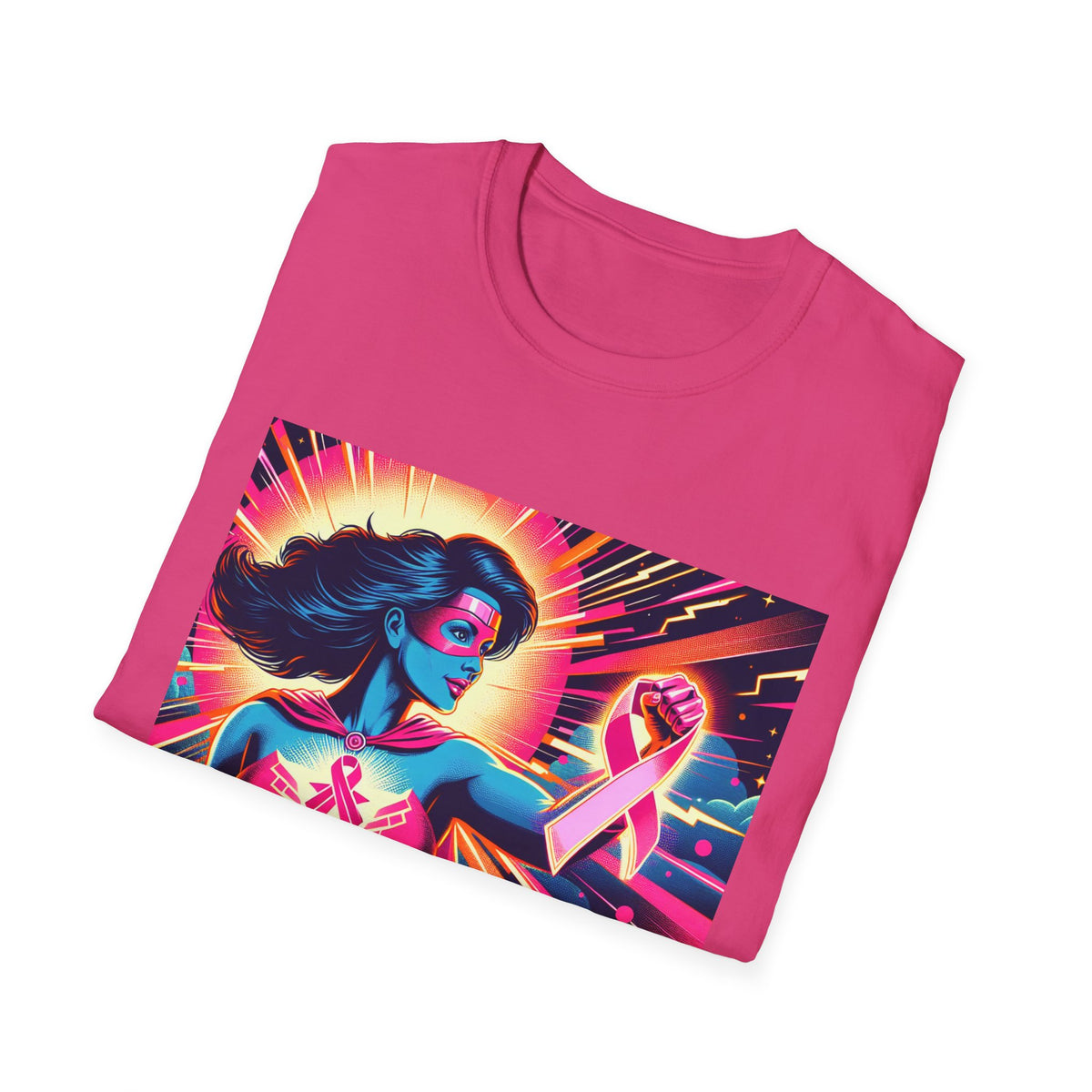 Empowerment Graphic Tee for All, Unisex Softstyle T-Shirt, Breast Cancer Awareness, Heroic Spirit, Gift for Supporters, Casual Comfort