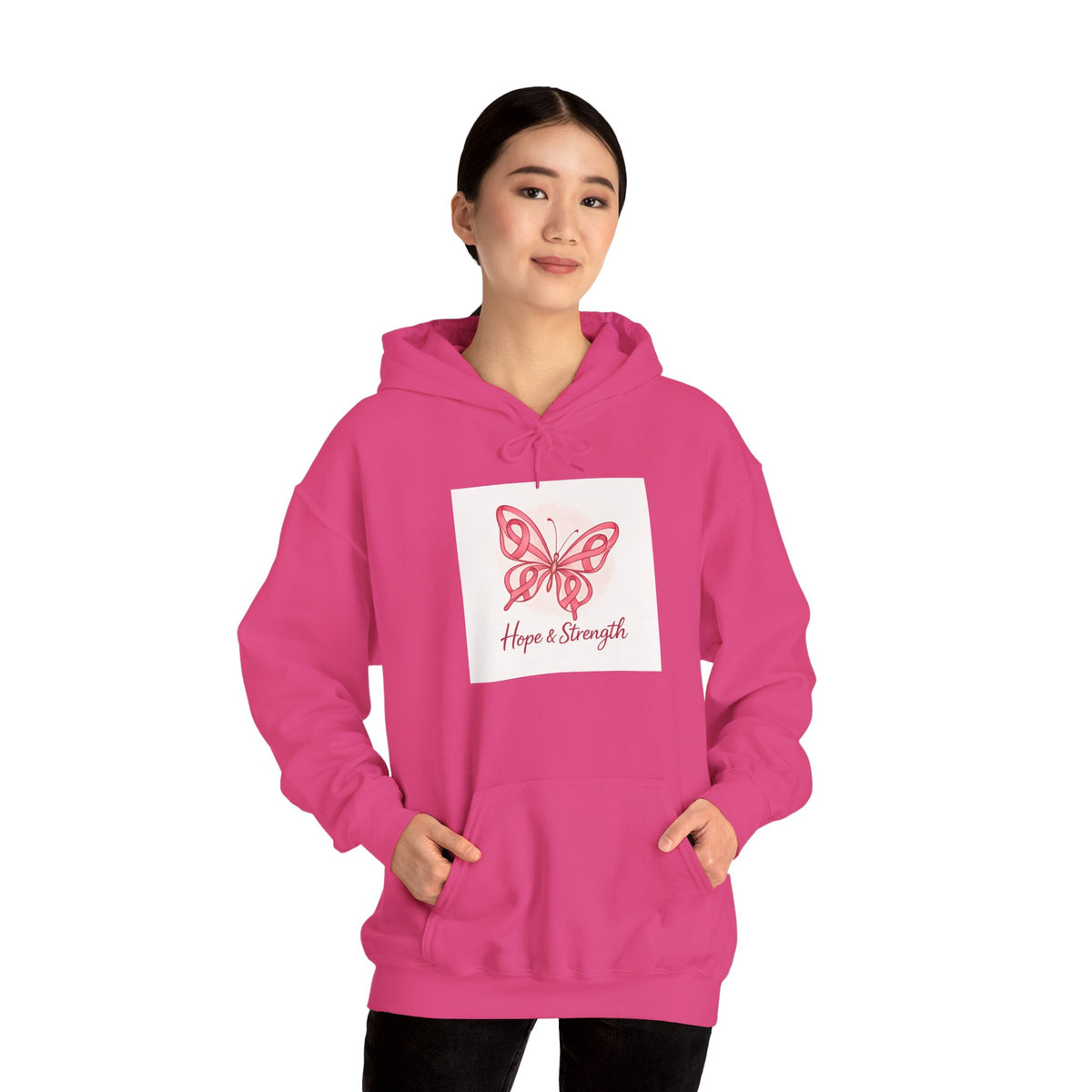 Hope & Strength Butterfly Hoodie | Unisex Heavy Blend Sweatshirt | Gift for Her, Inspirational Apparel, Comfort Wear, Spring Fashion