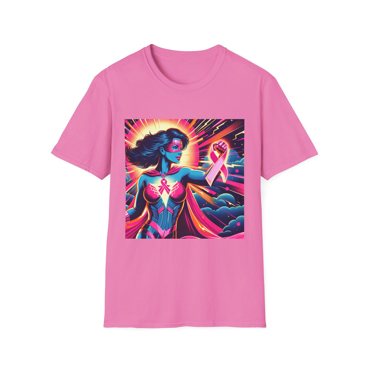 Empowerment Graphic Tee for All, Unisex Softstyle T-Shirt, Breast Cancer Awareness, Heroic Spirit, Gift for Supporters, Casual Comfort