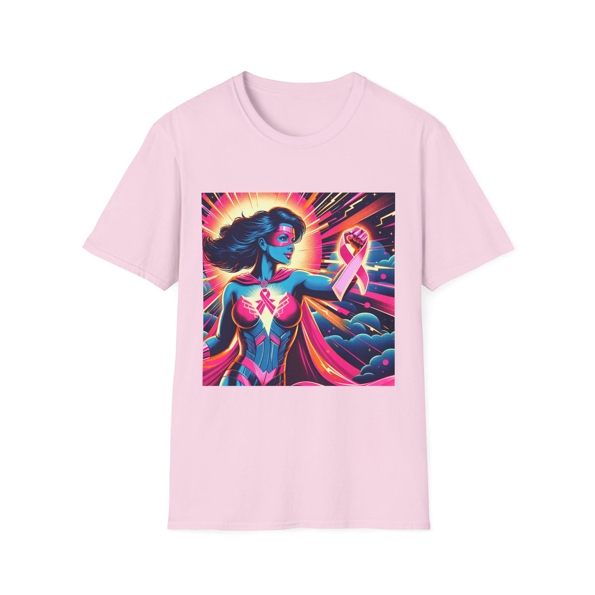 Empowerment Graphic Tee for All, Unisex Softstyle T-Shirt, Breast Cancer Awareness, Heroic Spirit, Gift for Supporters, Casual Comfort