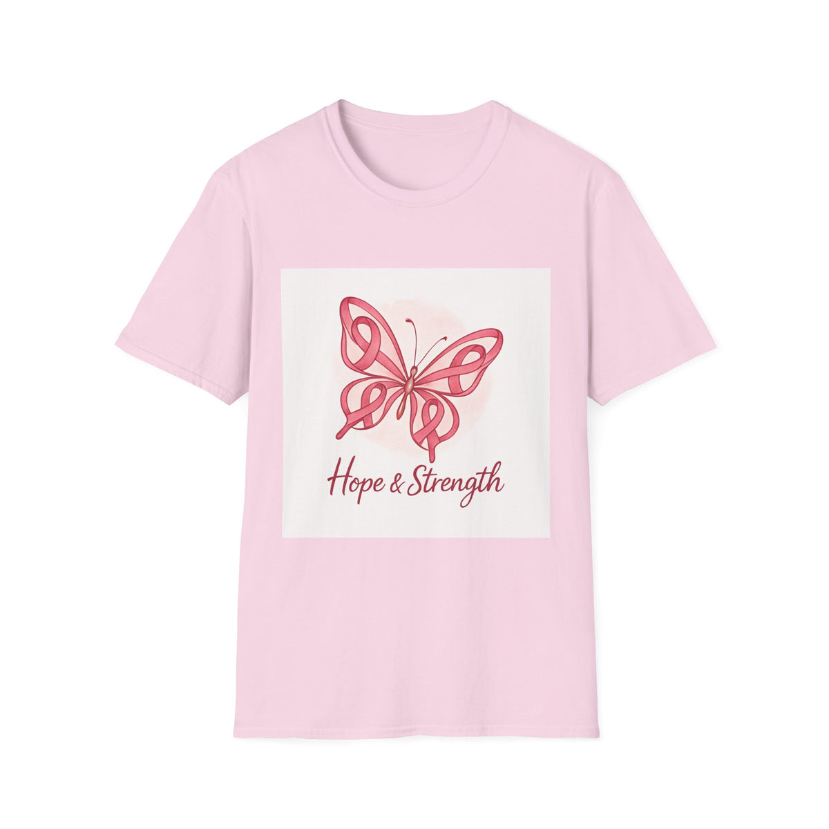 Butterfly Hope & Strength Unisex T-Shirt, Inspirational Gift, Motivational Tee, Cancer Awareness Shirt, Softstyle Clothing
