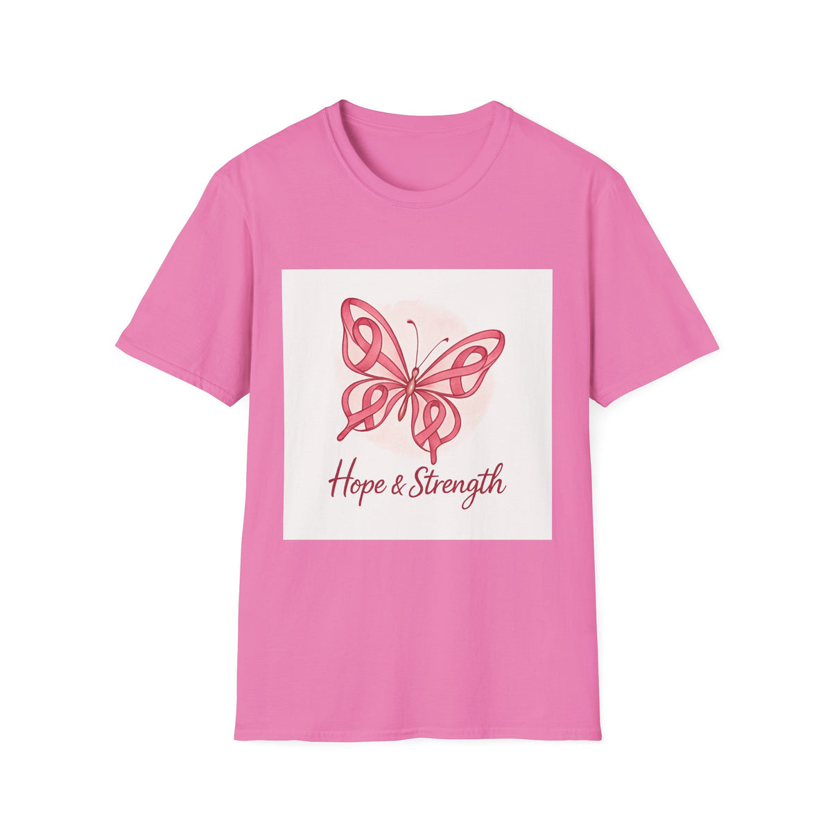 Butterfly Hope & Strength Unisex T-Shirt, Inspirational Gift, Motivational Tee, Cancer Awareness Shirt, Softstyle Clothing