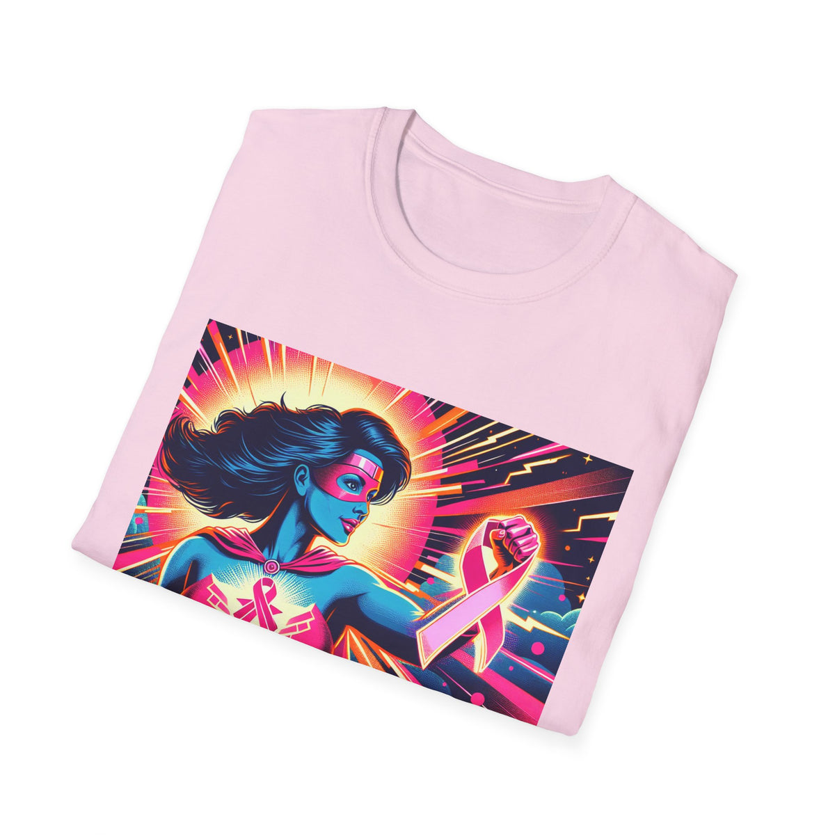 Empowerment Graphic Tee for All, Unisex Softstyle T-Shirt, Breast Cancer Awareness, Heroic Spirit, Gift for Supporters, Casual Comfort