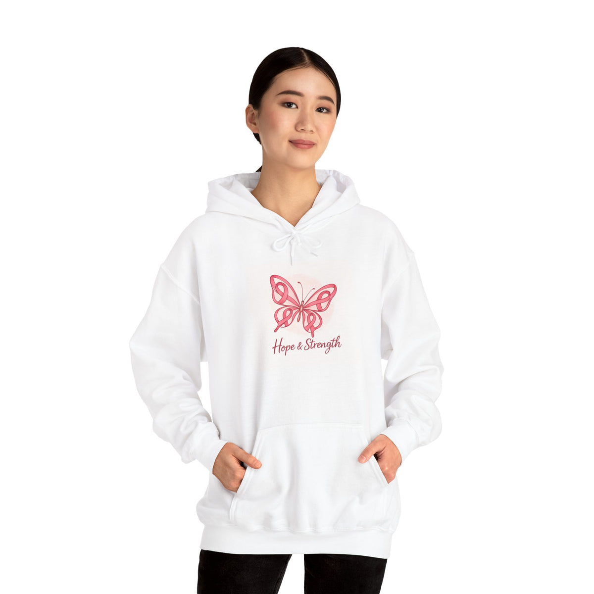 Hope & Strength Butterfly Hoodie | Unisex Heavy Blend Sweatshirt | Gift for Her, Inspirational Apparel, Comfort Wear, Spring Fashion