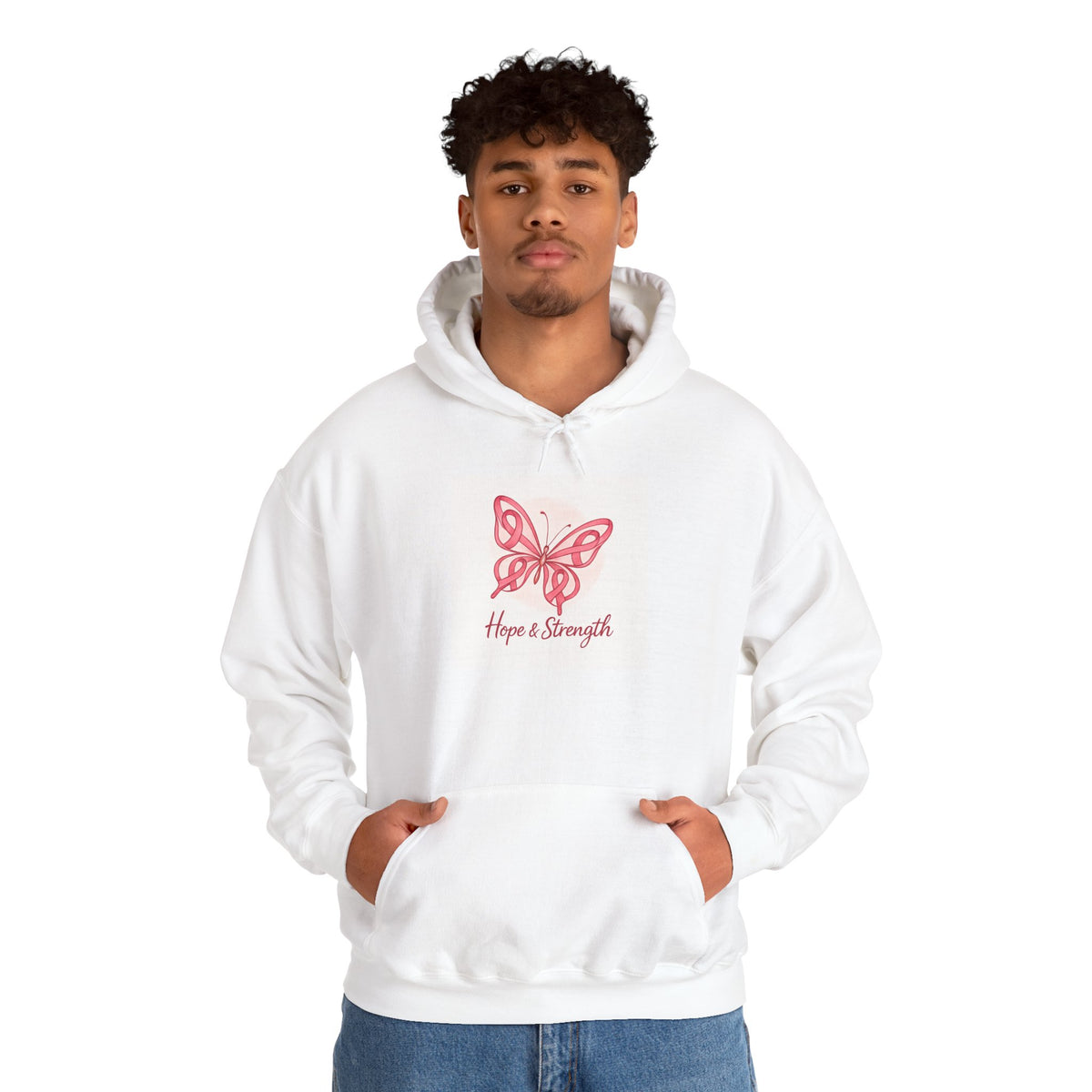 Hope & Strength Butterfly Hoodie | Unisex Heavy Blend Sweatshirt | Gift for Her, Inspirational Apparel, Comfort Wear, Spring Fashion