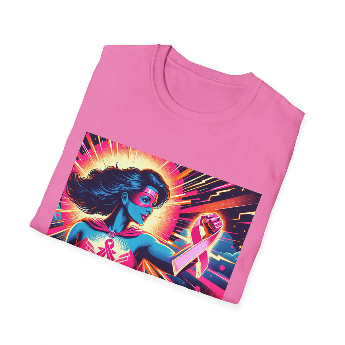 Empowerment Graphic Tee for All, Unisex Softstyle T-Shirt, Breast Cancer Awareness, Heroic Spirit, Gift for Supporters, Casual Comfort