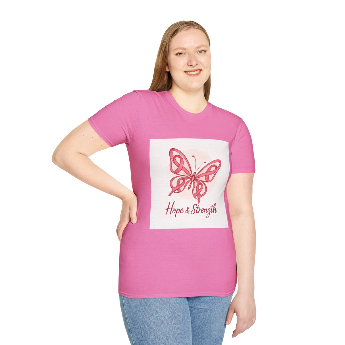 Butterfly Hope & Strength Unisex T-Shirt, Inspirational Gift, Motivational Tee, Cancer Awareness Shirt, Softstyle Clothing