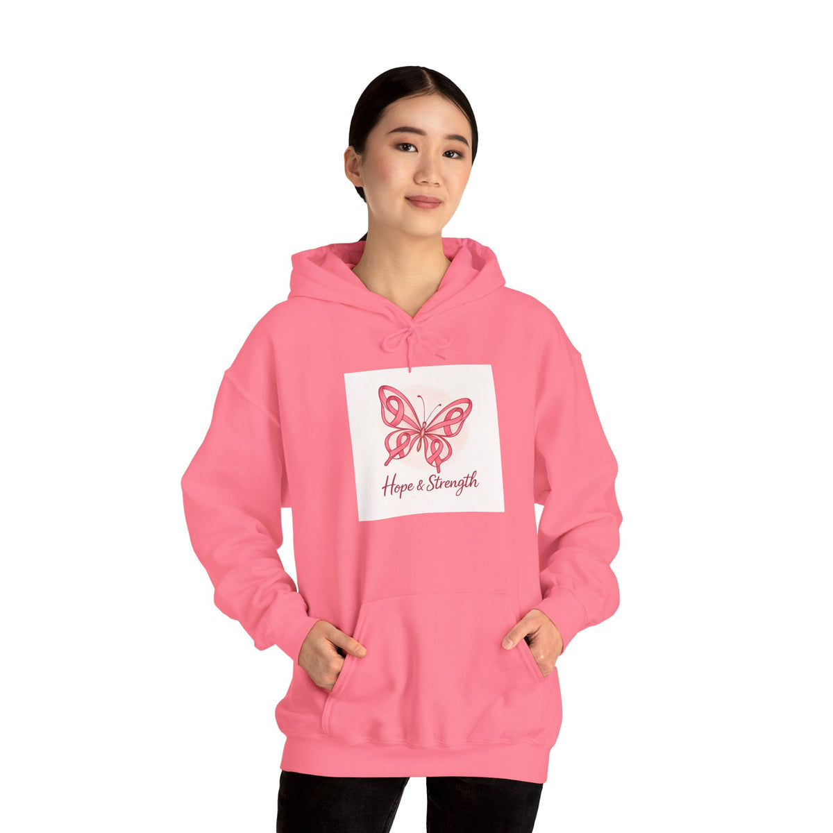 Hope & Strength Butterfly Hoodie | Unisex Heavy Blend Sweatshirt | Gift for Her, Inspirational Apparel, Comfort Wear, Spring Fashion