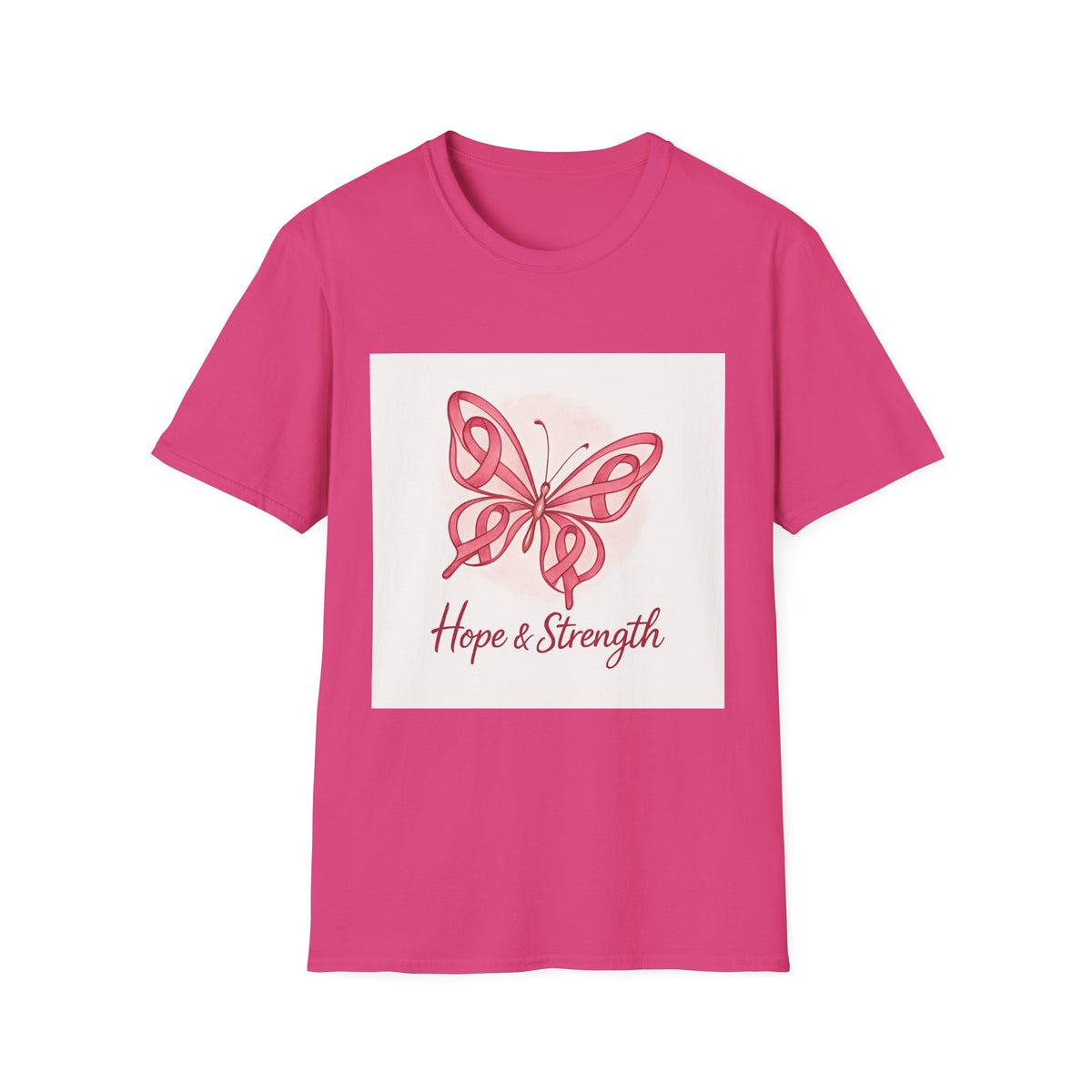 Butterfly Hope & Strength Unisex T-Shirt, Inspirational Gift, Motivational Tee, Cancer Awareness Shirt, Softstyle Clothing