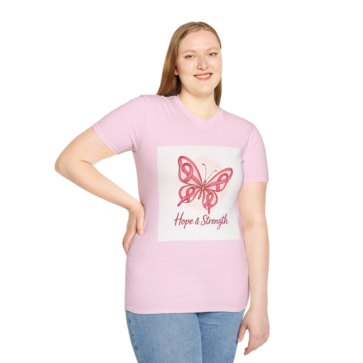 Butterfly Hope & Strength Unisex T-Shirt, Inspirational Gift, Motivational Tee, Cancer Awareness Shirt, Softstyle Clothing
